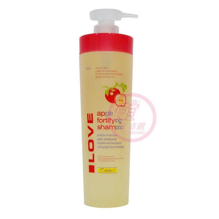 便宜生活館【洗髮精】芝彩 CHIHTSAI 愛戀蘋果保濕洗髮精750ml 護色.微涼感.強化髮質.分叉斷裂髮專用 全新公司貨 (可超取)